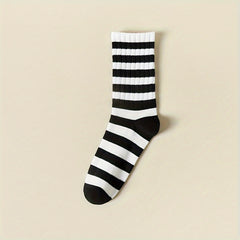 10 Pairs Striped Crew Socks Women's Mid Tube Stockings