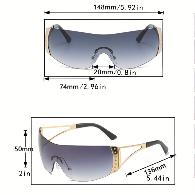 Rhinestone Decor Gradient Rimless Sunglasses UV400