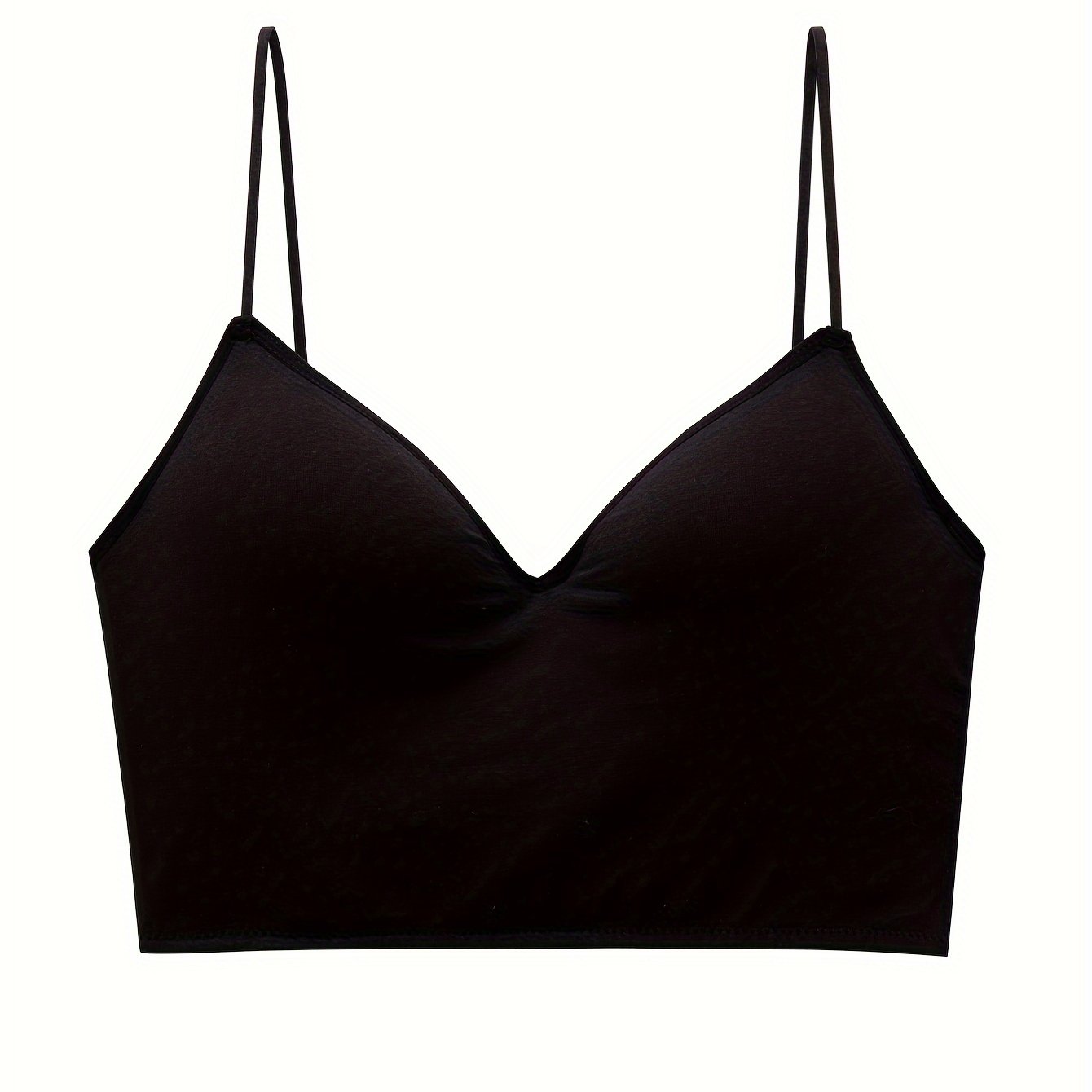 Solid Cami Top V Neck Sleeveless Padded Top