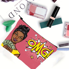 Cartoon Girl Printed Makeup Bag Travel Toiletry Bag