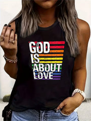  LGBT Casual Tank Top Women's Plus Graphic & Slogan Print
