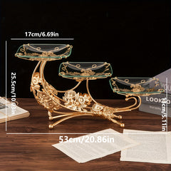 European Style Glass Snack Tray with Iron Craft Fruit Plate