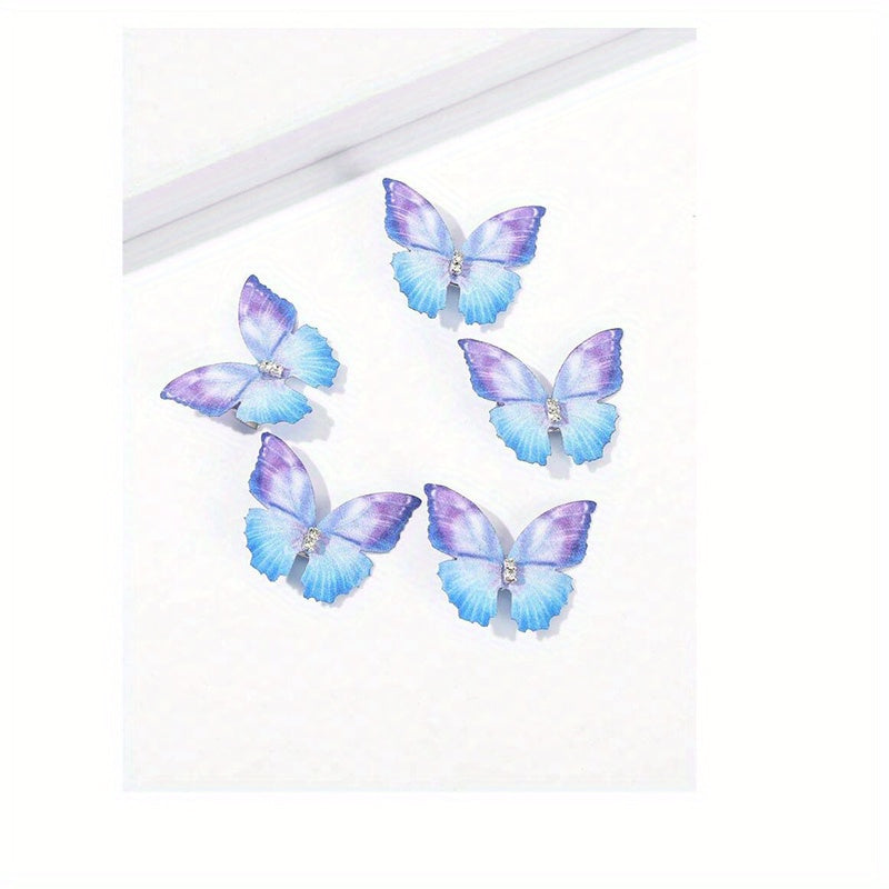 5pcs Colorful Butterfly Hair Clip Side Hair Bang Braids Women Girls Sweet Clip