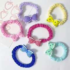 6pcs Candy Scrunchies Bow Hair Tie for Girls