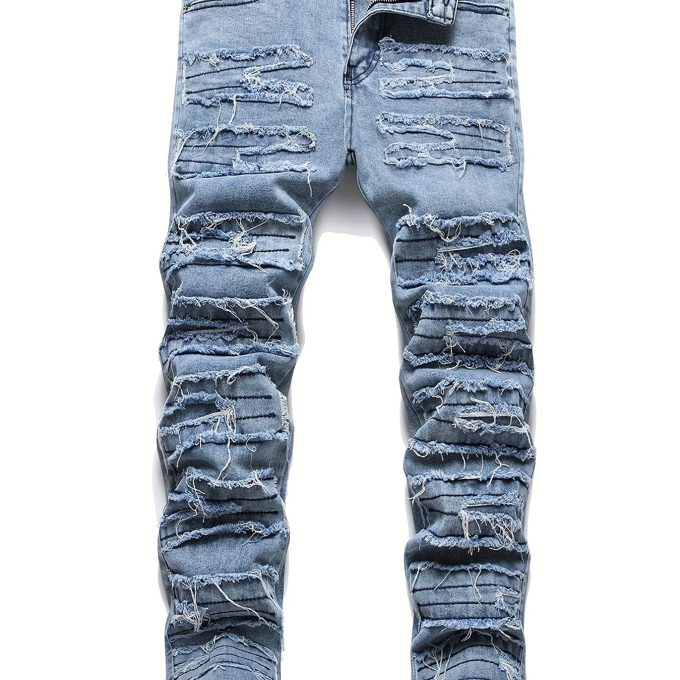 Retro Style Ripped Straight Denim Jeans With Pockets