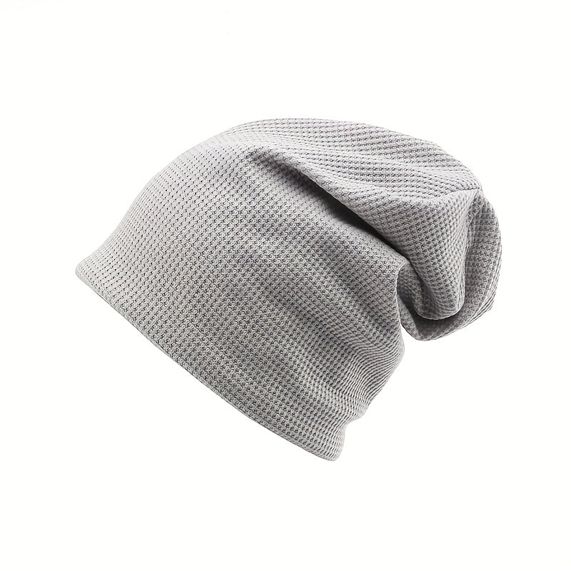 Embossed Solid Lightweight Slouchy Skull Cap Unisex Couple Knitted Beanies