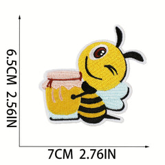 8pcs Cartoon Bee Sunflower Embroidered Patches Iron On Sew On Applique Patch DIY