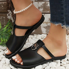 Women's Flat Slide Sandals Open Toe Non Slip Outdoor Beach Slides