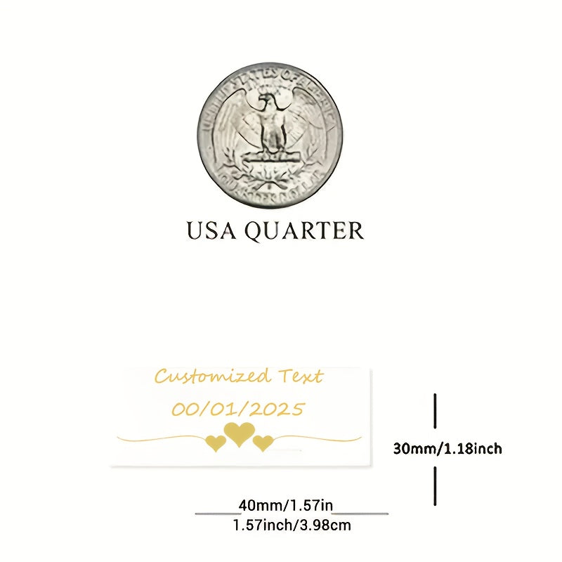 Custom Golden Transparent Heart Stickers - 40x30mm - Wedding Labels