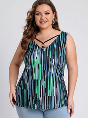  Random Print Cut Out V Neck Tank Top