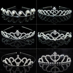 Silver Tiara Headband Girls Princess Tiaras Rhinestone Crown
