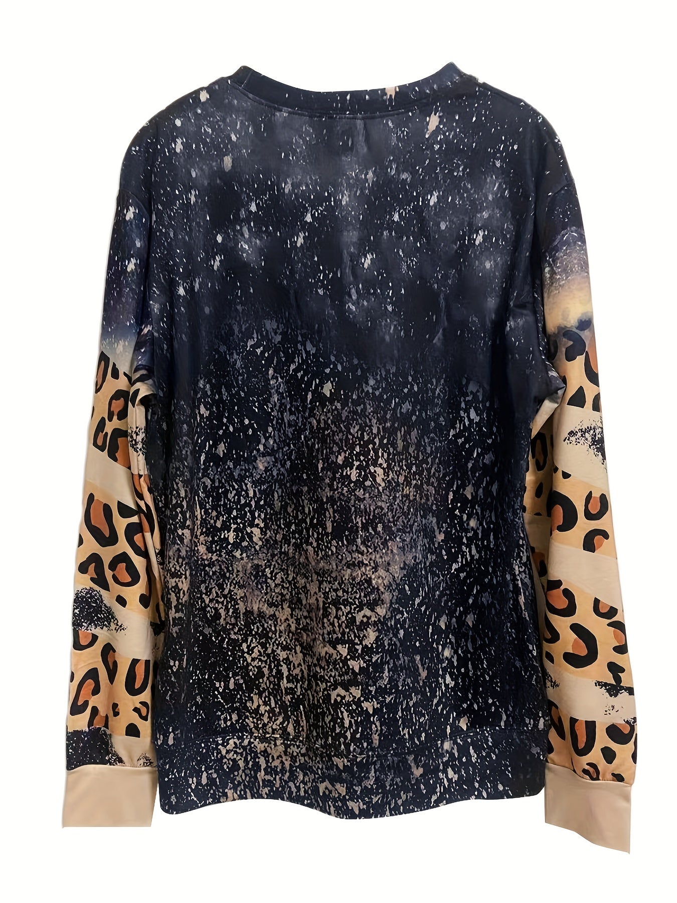 Leopard Letter Print Pullover Sweatshirt for Women