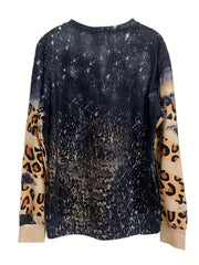 Christmas Leopard Letter Print Sweatshirt for Women