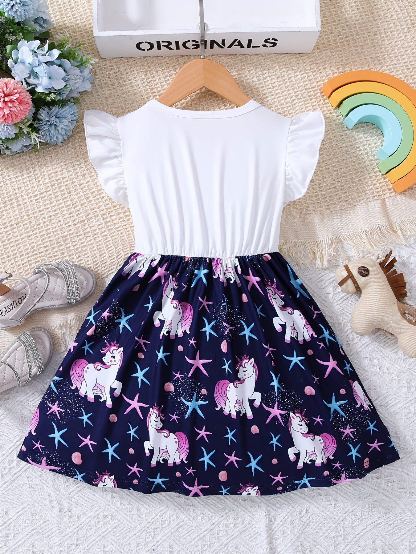 Girls Unicorn Skirt Set Sleeveless Outfit