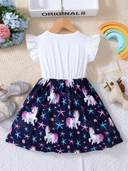 Girls Unicorn Skirt Set Sleeveless Outfit
