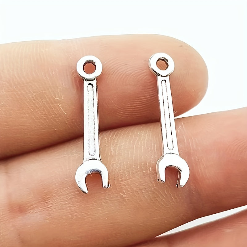 10pcs Mini Tool Serrated Wrench Hammer Head Pendant DIY Jewelry Making