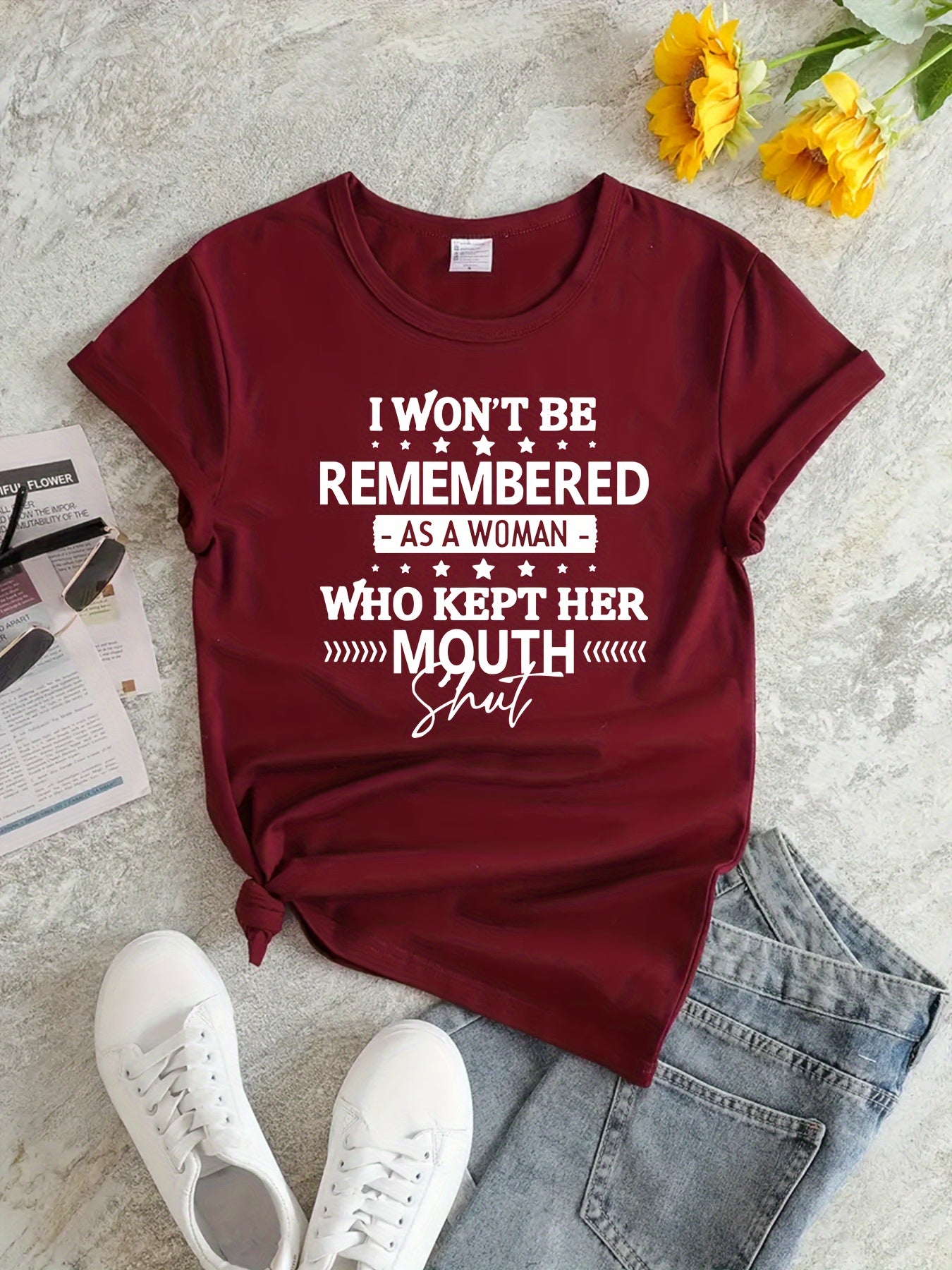 Letter Graphic Sports Round Neck T shirt Short Sleejsonv Workout Casual Tops