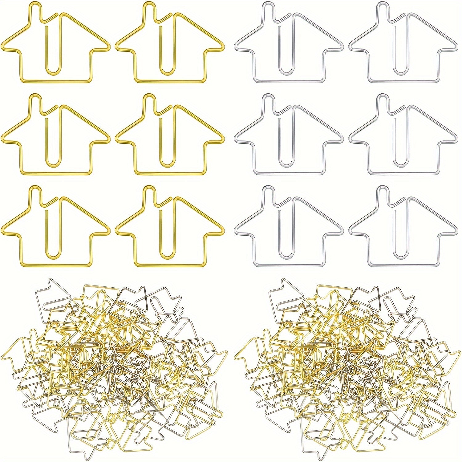 20pcs House Shaped Paper Clips Golden Silvery Rose
