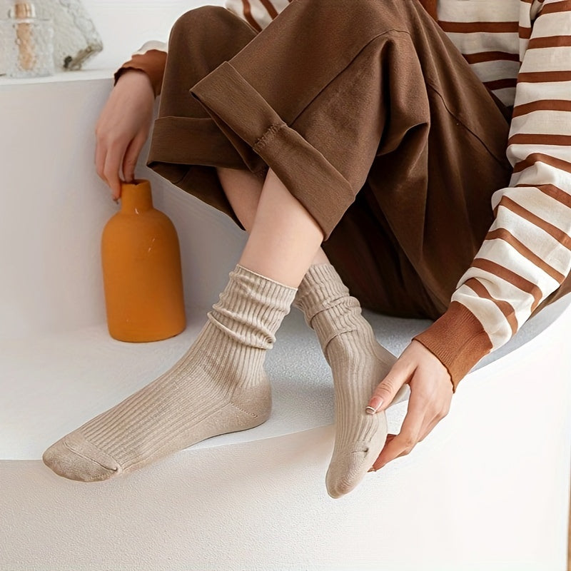 6 Pairs Solid Socks Comfy & Breathable Women's Stockings
