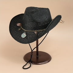 Boho Vintage Straw Sun Hat Cowboy Outdoor Travel Beach Hat