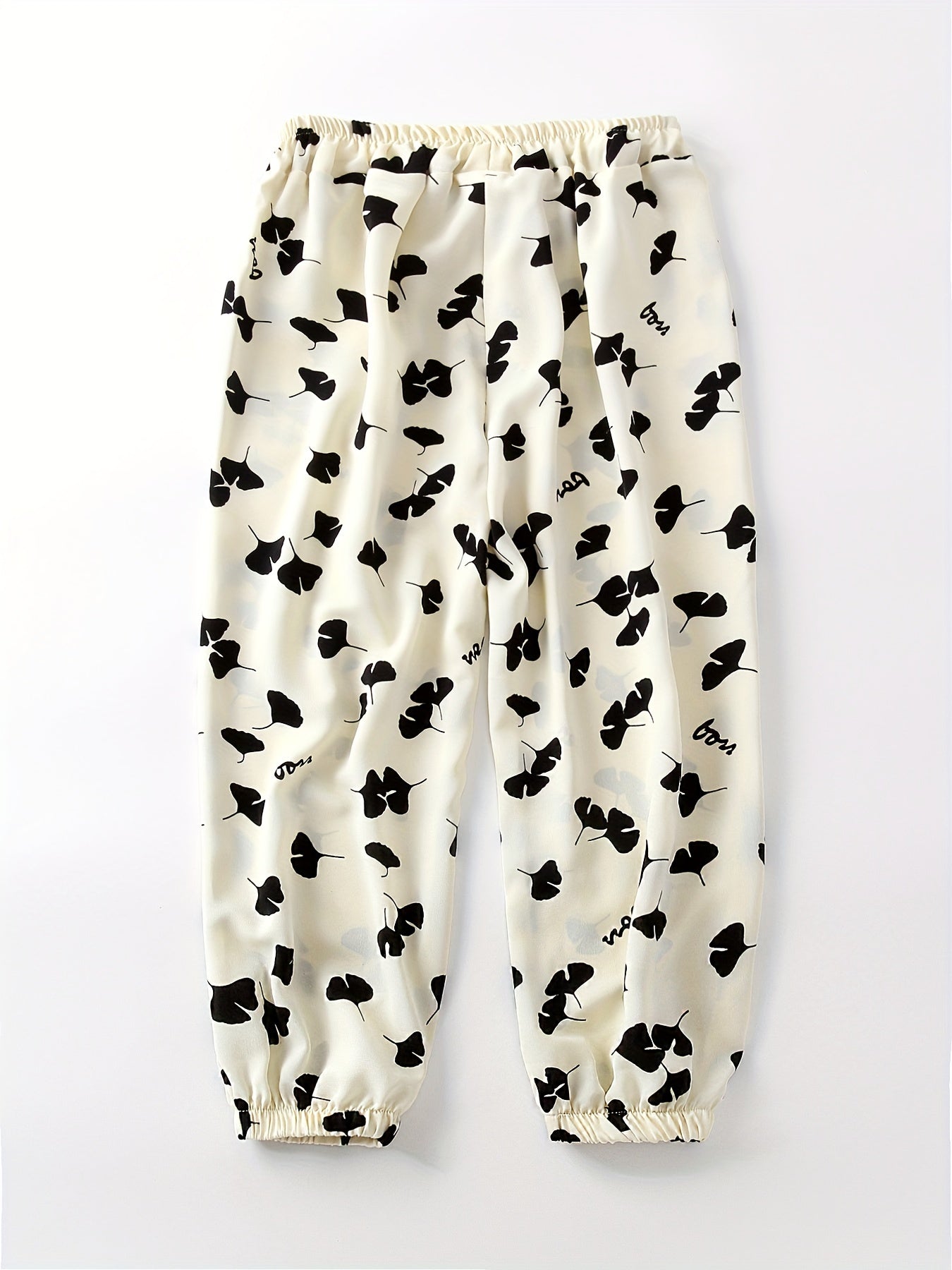 Kid Girls' Leaf Print Jogger Pants Breathable Summer Trousers