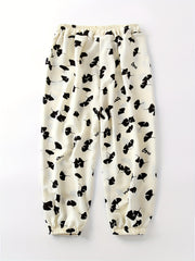 Kid Girls' Leaf Print Jogger Pants Breathable Summer Trousers