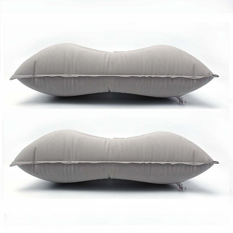 2pcs Portable Inflatable Pillows Thickened Flocking Square Camping Pillow