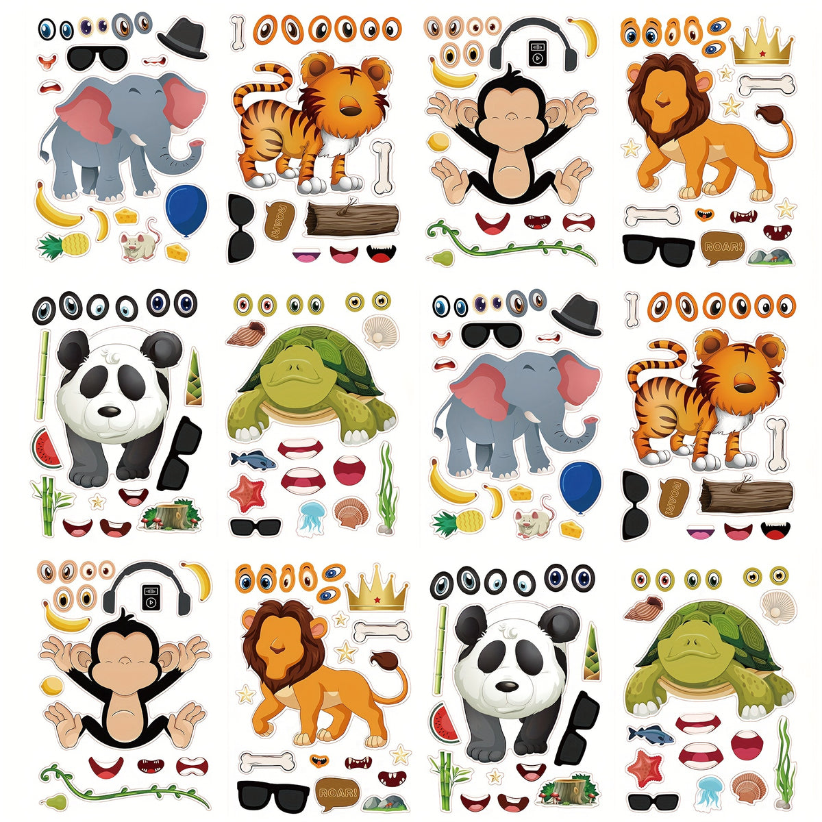 Zoo Animal DIY Stickers Set - Cartoon Puzzle Decoration
