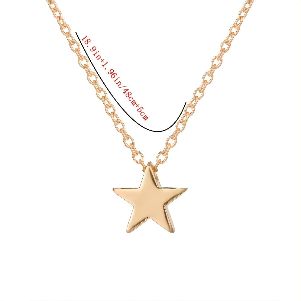 Golden Silver Star Pendant Alloy Necklace