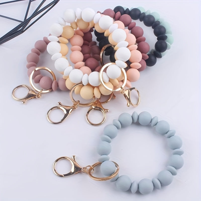 Silicone Beaded Keychain Bracelet for Women