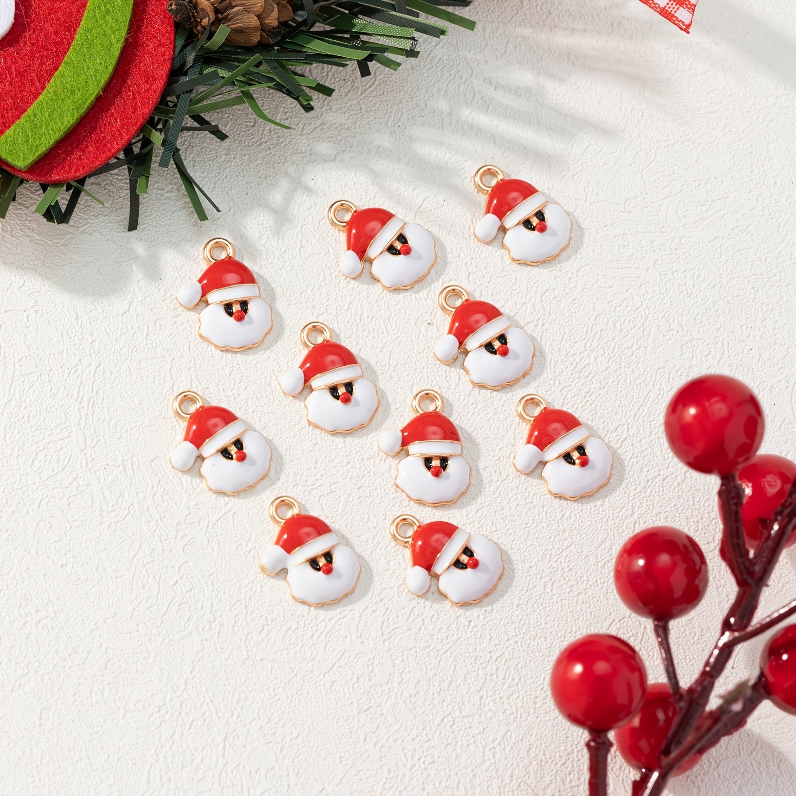 10pcs Santa Claus Alloy Pendant Christmas Style Accessories