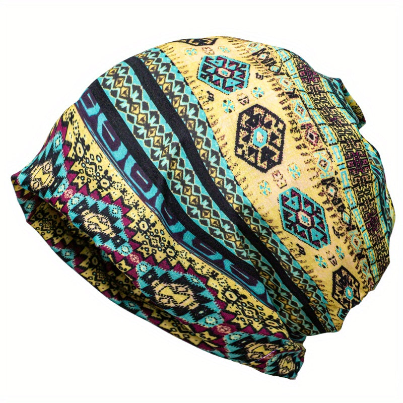 Boho Print Thin Slouchy Beanie Lightweight Chemo Cap