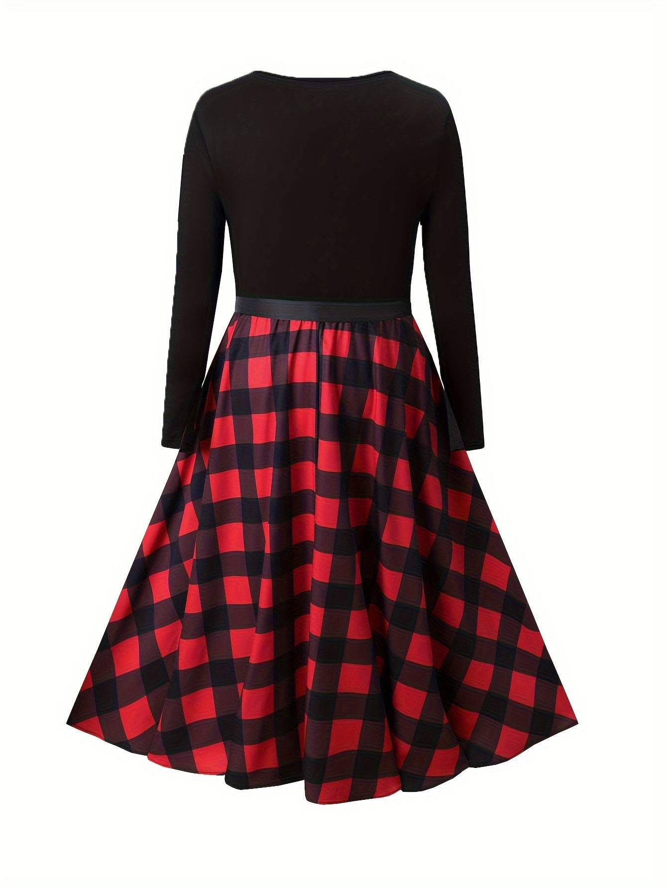  Colorblock Graphic Print Round Neck Belted Dress