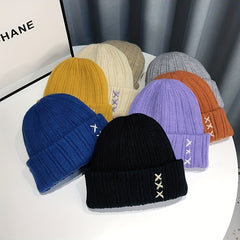 Solid Warm Beanie Thick Knit Hat Unisex Skull Cap