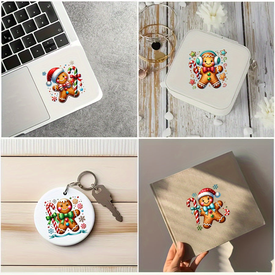 Christmas Gingerbread PVC Transfer Paper Decals 6pcs Waterproof