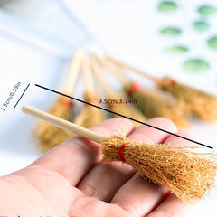 Mini Straw Brooms Halloween Decoration Witches Accessory