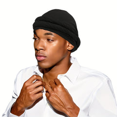 Men's Twisting Cap Pit Strip Button Head Wrap Cap