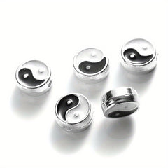 10Pcs Enamel Tai Chi Beads Yin Yang Spacer Beads For DIY Jewelry Making