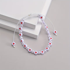 Seaside Acrylic Love Beaded Pearl Anklet