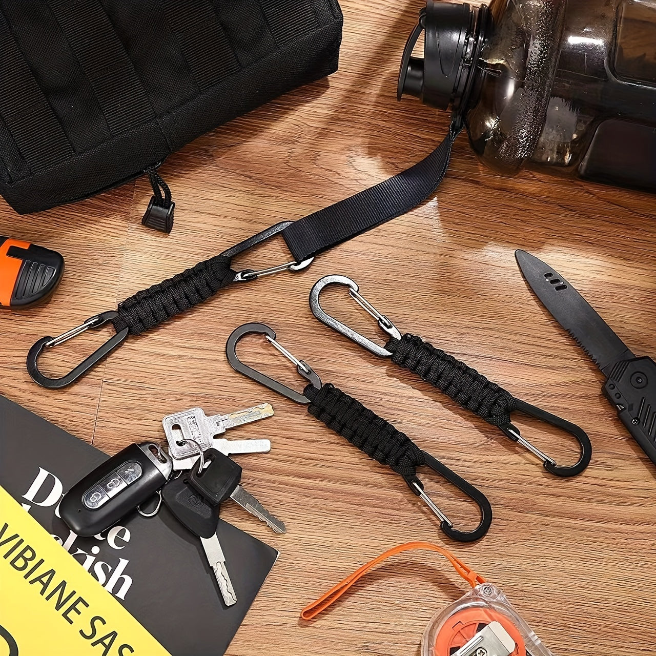 Outdoor Umbrella Rope Braided Double end Buckle Backpack Key Hanging Carabiner
