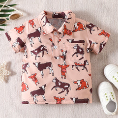 Boys Cow Cartoon Polo Shirt Summer Kids Clothes