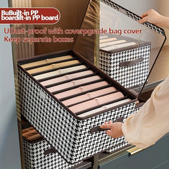 Houndstooth Pattern Storage Box Clothes Wardrobe Organizer Clear Cover