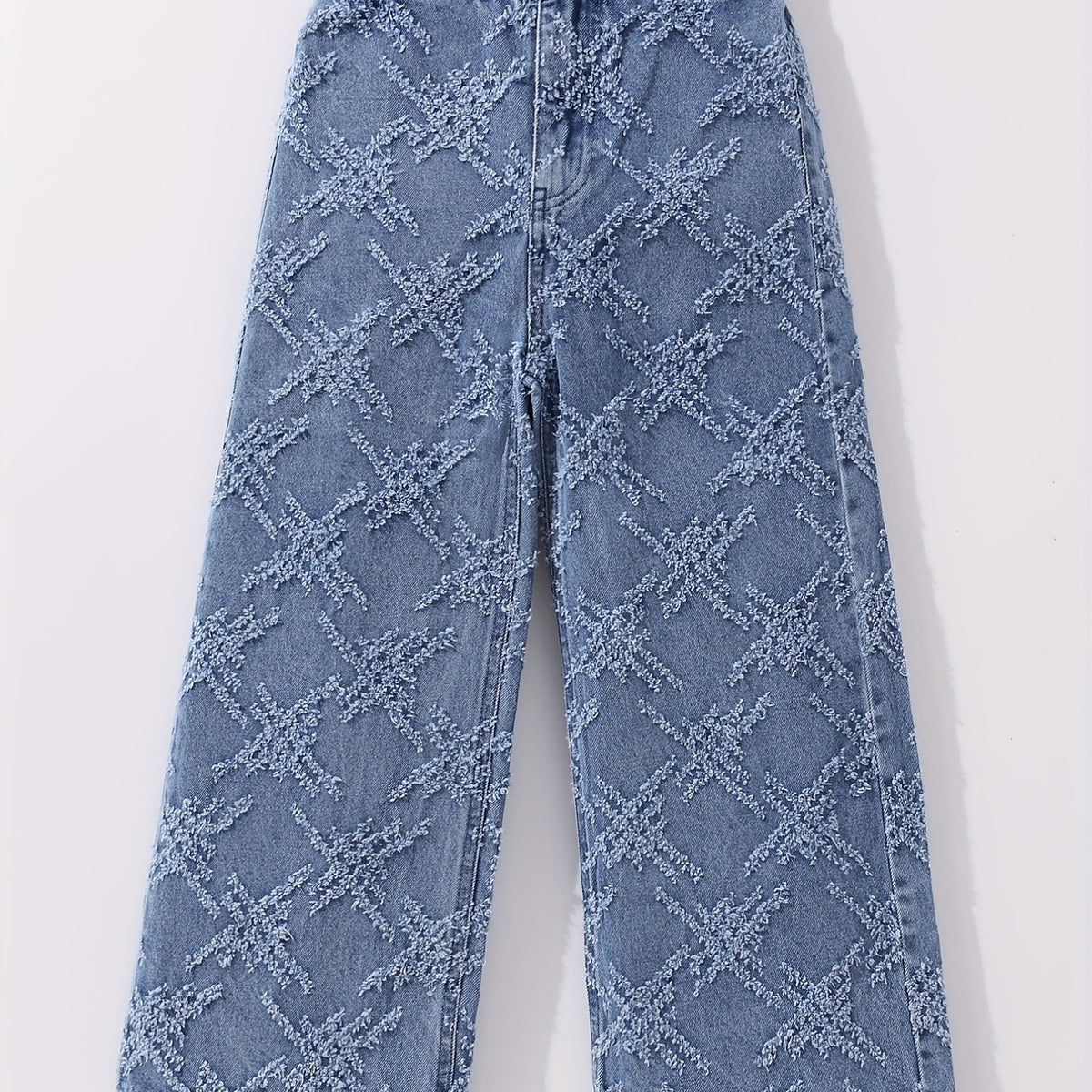 Girls' Cross Print Denim Jeans Wide Leg Trousers