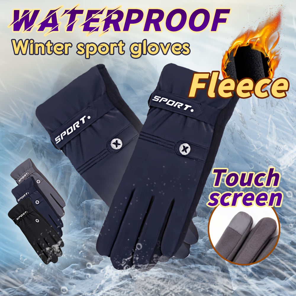 Winter Fleece Lined Warm Gloves Anti Slip Waterproof Touch Screen Gloves