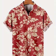 Floral Print Casual Short Sleeve Hawaiian Shirt for Men