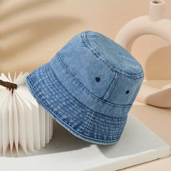 Denim Washed Bucket Hat Sunscreen Fisherman Cap for Women