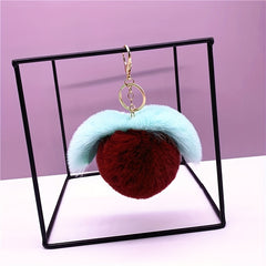 Plush Ball Pendant Faux Rabbit Fur Pompom Key Ring Car Keychain Bag Hanging