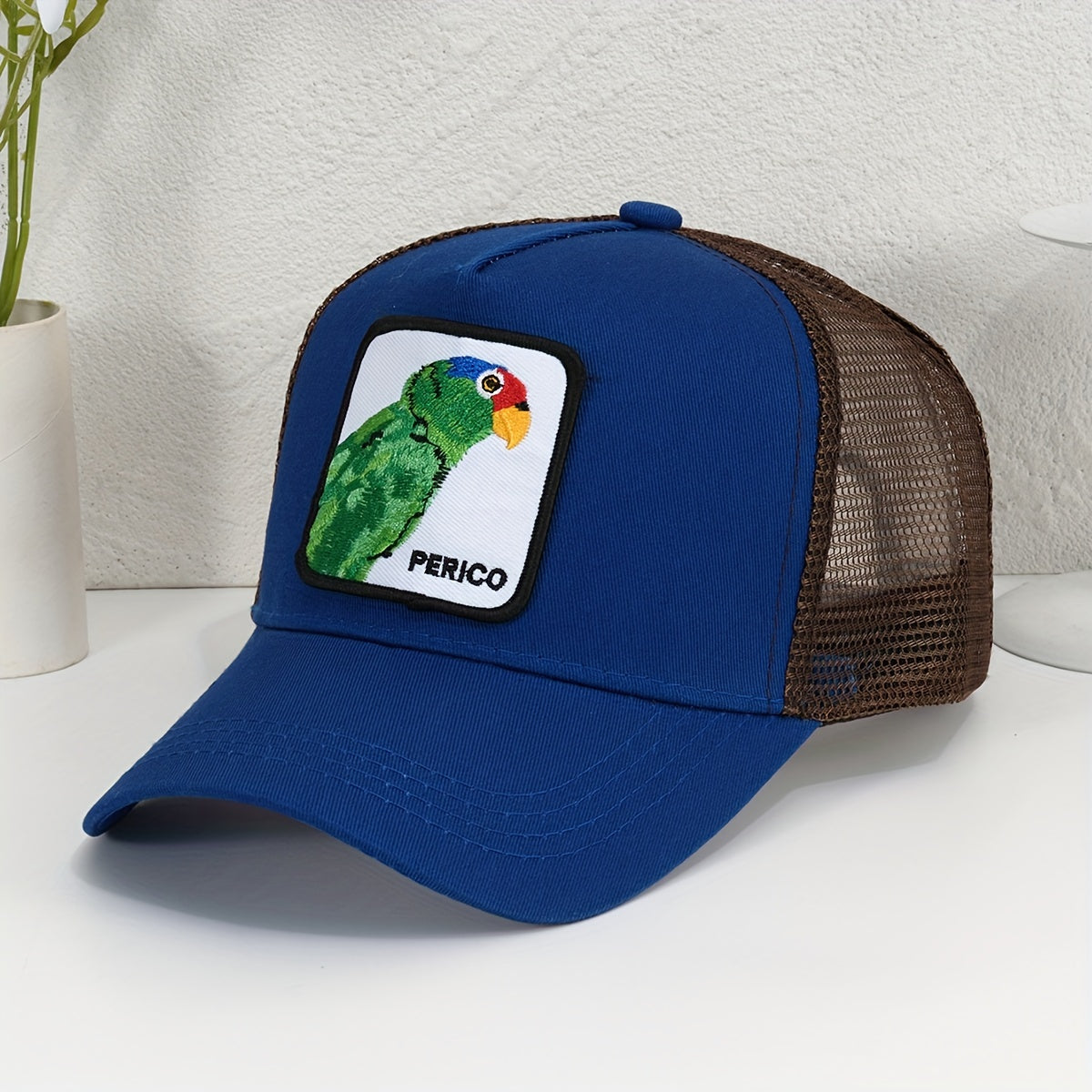 Parrot Patch Baseball Cap Mesh Trucker Hat Adjustable Sunshade Dad Hat