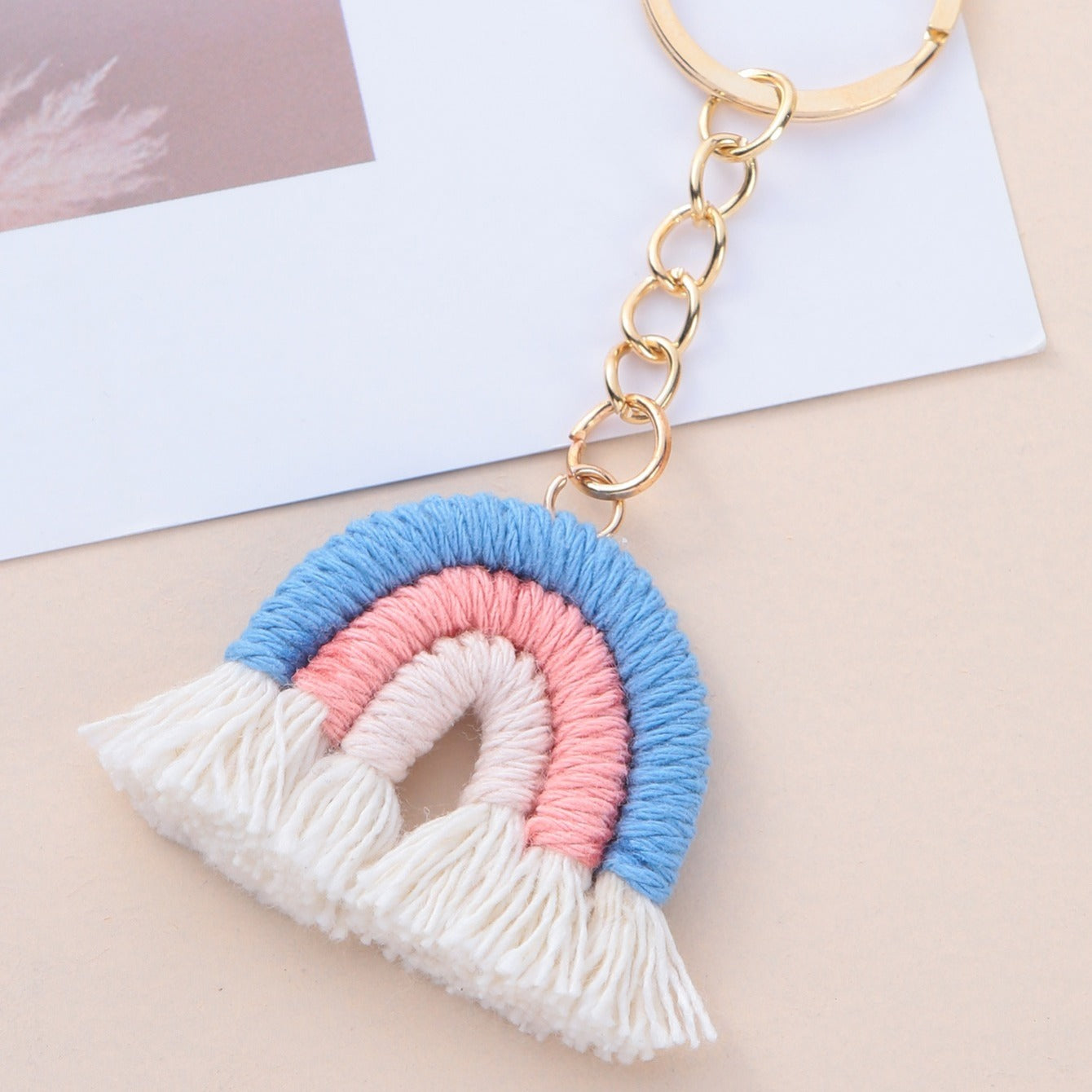 Rainbow Shape Keychain Bag Accessories Pendant Knitting Keychain Girls