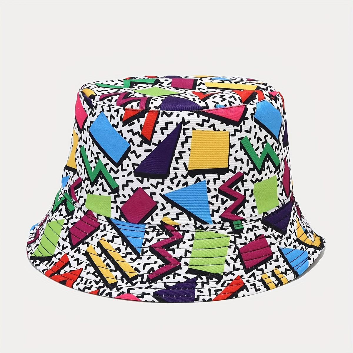 Geometric Print Double Sided Bucket Hat Outdoor Sun Hat